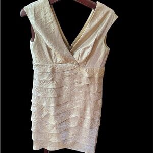 Jessica Howard Beige Golden dress  Dress used once size 14